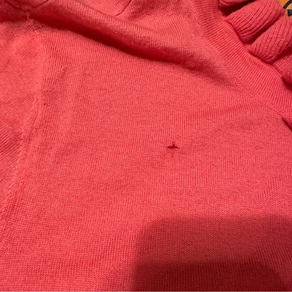 Tory Burch Bright Pink Ruffle Wool Cashmere Button Up Knit Cardigan Sweater XL - Picture 2 of 16